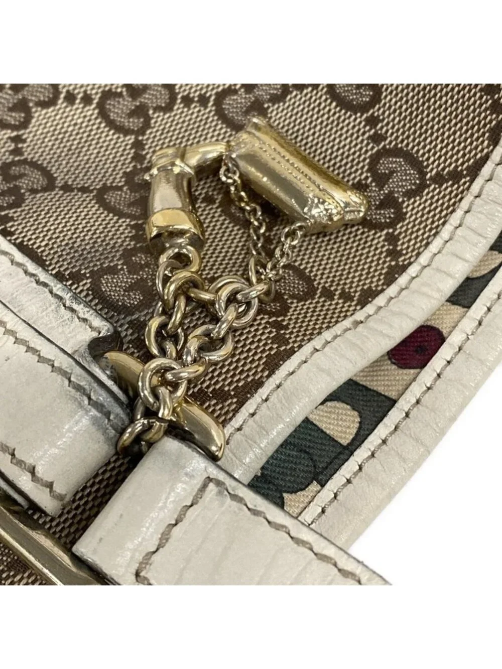 Gucci Tote GG Pattern Sherry Beige Ivory Multi Leather - Picture 15 of 15